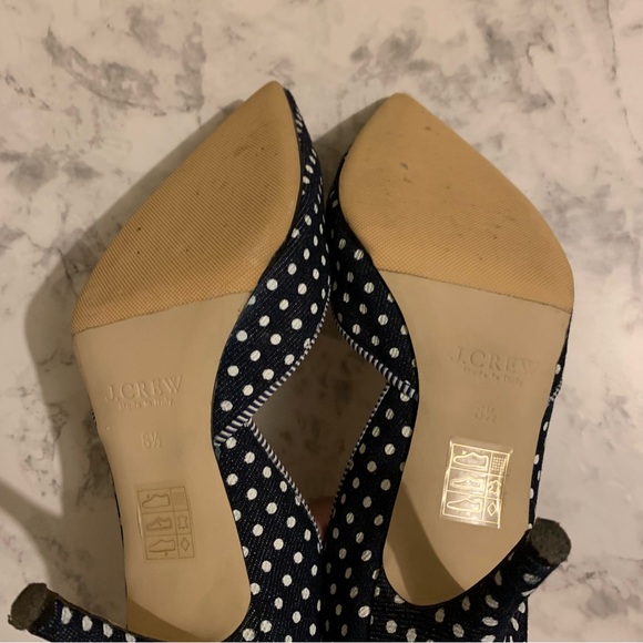 J. Crew Colette Navy & White Polka Dot Canvas Pointy Toe D’orsay Heels 6.5 - Picture 4 of 9